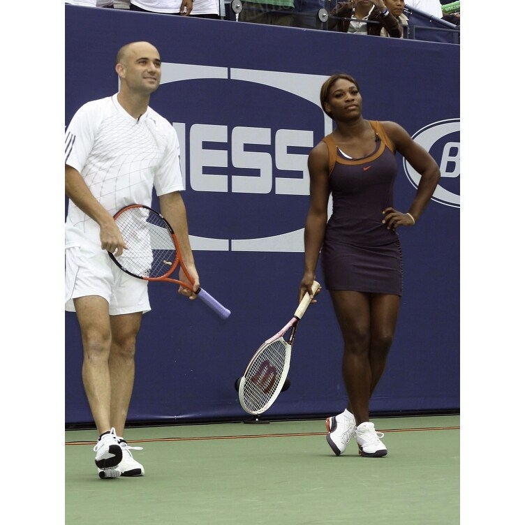Shop Andre Agassi And Serena Williams On A Tennis Court Photo