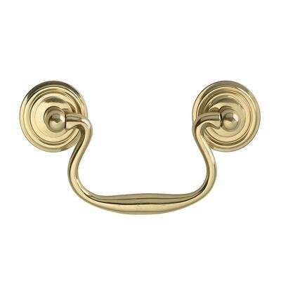 Bright Solid Brass Classic Bail Pull Ring Rosettes 3 Renovators Supply