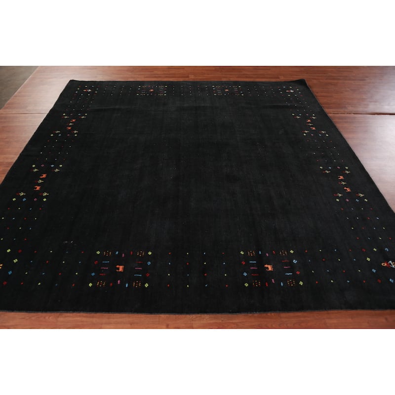 Hand Knotted Oriental 100% Wool Carpet Tribal Tribal Greys & Charcoal Gabbeh Area Rug - 8' 3'' X 8' 2''