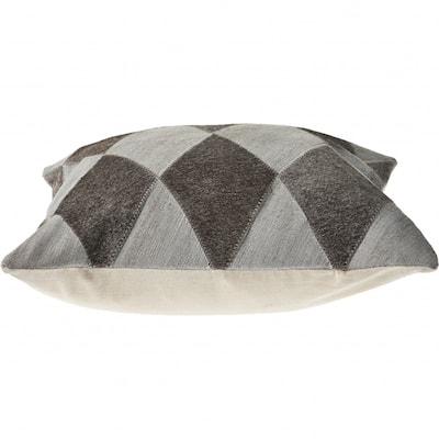 HomeRoots 20" X 20" Silver And Brown 100% Wool Geometric Zippered Pillow