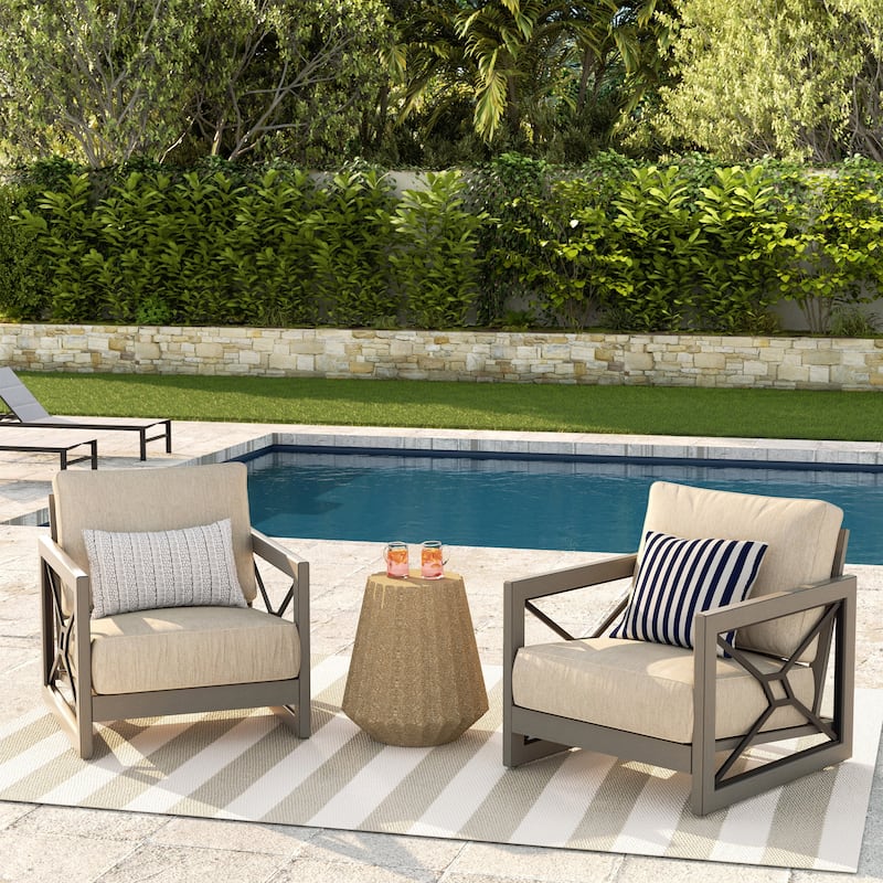 Outdoor Conversation Sofa Chair Furniture with Sunbrella Fabric Cushion - 2-Piece