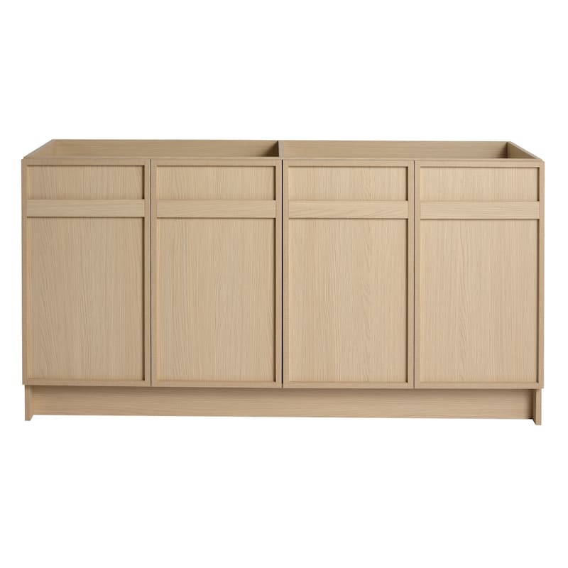 60 Inch Bathroom Vanity Base without Sink, Freestanding Bathroom Storage Cabinet with Soft-Close Doors