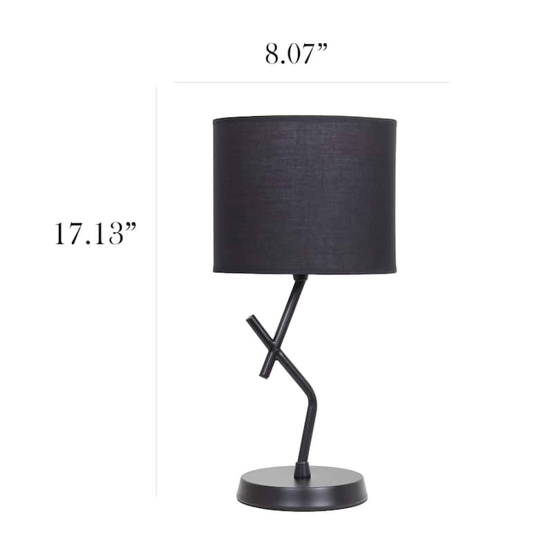 Modern Geometric Metal Table Lamp with Fabric Drum Shade for Bedroom Living Room Office Decor - 8.07” x 8.07” x 17.13”