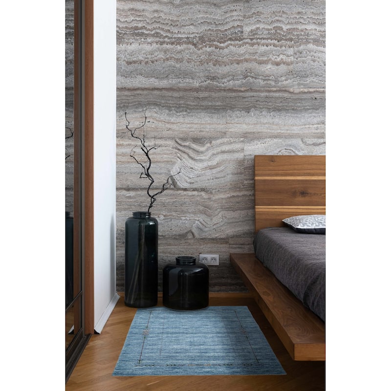 ECARPETGALLERY Hand Loomed Kashkuli Gabbeh Light Blue Wool Rug - 4'0 x 5'8