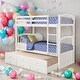 preview thumbnail 16 of 44, Twin over Twin Bunk Bed With Ladder And Safety Rail,Twin Trundle Bed with 3 Drawers White