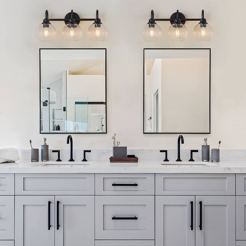 Starsky 3-Lights 20in. Dimmable Bathroom Vanity Light with Glass Globe Shade