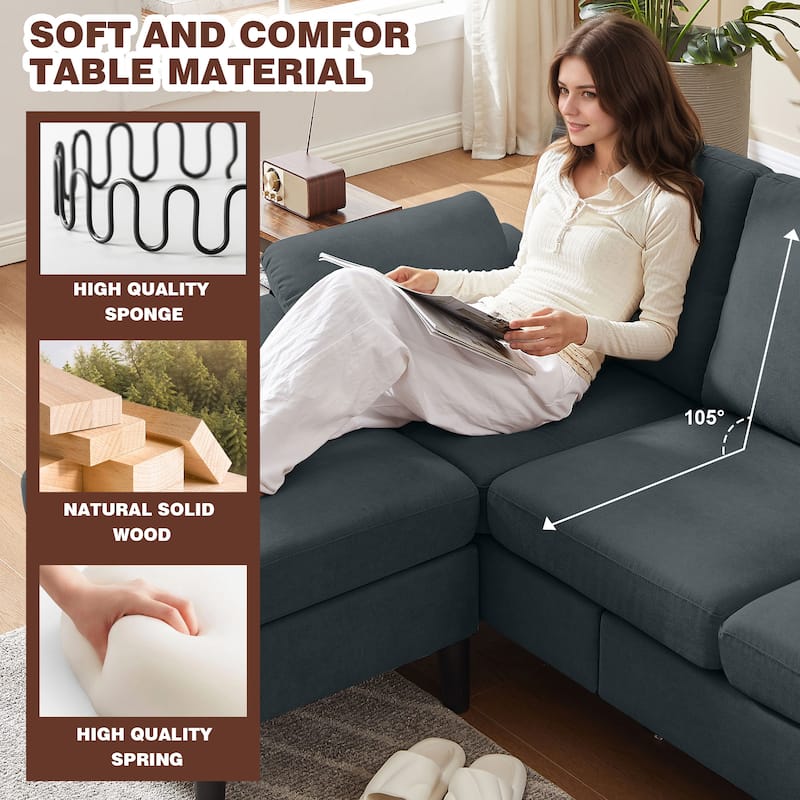 3-Piece Living Room Sectional Sofa Set with Loveseat and Ottoman