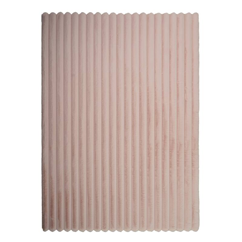 Madrid Collection Ultra Soft Ribbed Faux Fur Area Rug - Pink - Rectangle - 8 x 10