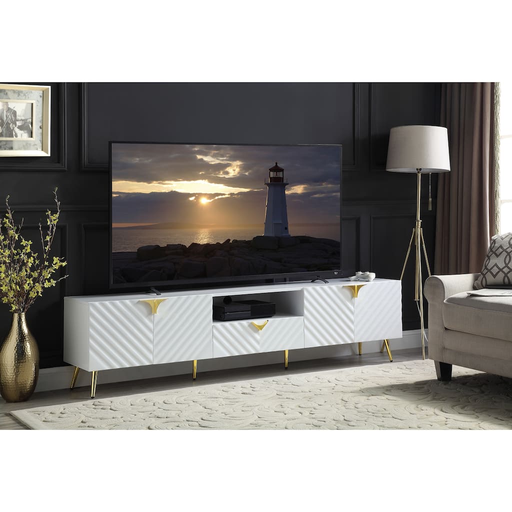 Gaines White High Gloss Finish TV Stand