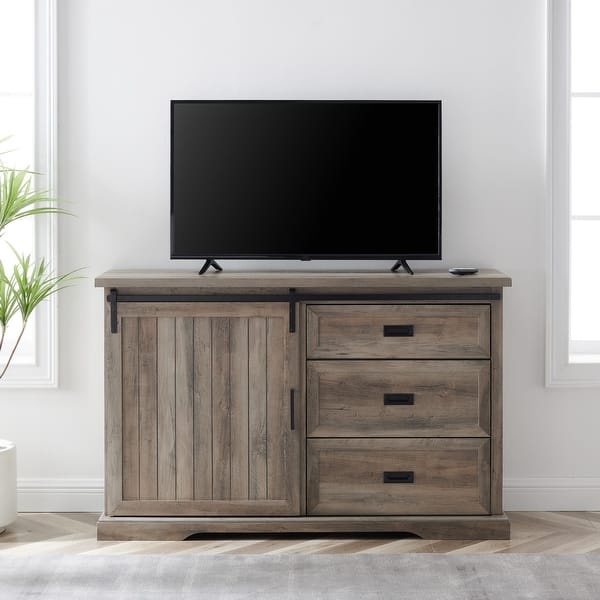 slide 2 of 10, Middlebrook 56-Inch Sliding Groove Barn Door Sideboard Grey Wash