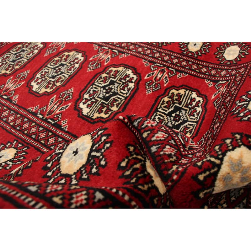 ECARPETGALLERY Hand-knotted Finest Peshawar Bokhara Red Wool Rug - 2'1 x 3'1