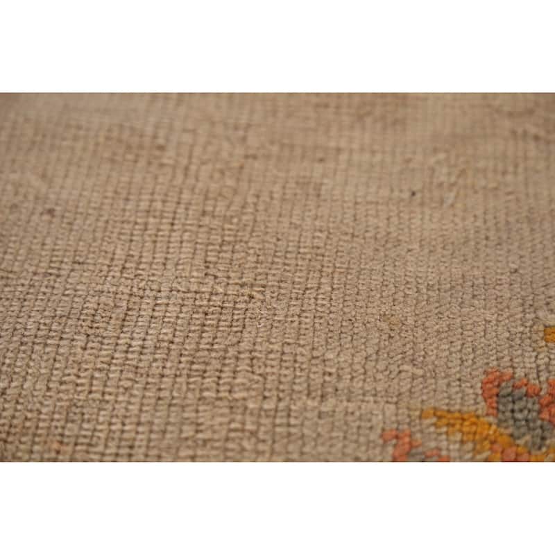 Brown Vegetable Dye Oushak Turkish Antique Rug Handmade Wool Carpet - 9'7" x 11'8"