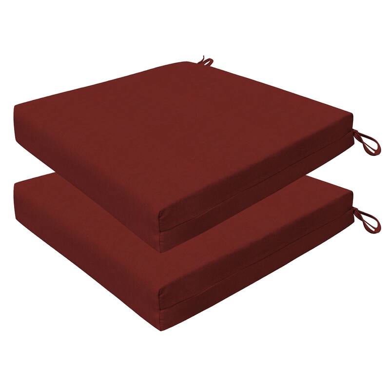 Outdoor Premium Dining Seat Cushion (2-Pack) - 20" wide x 20" deep x 4" thick - Textured Solid Henna
