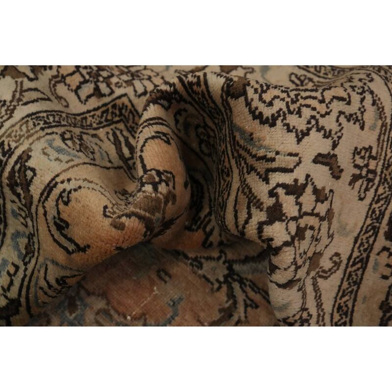 Hand Knotted Oriental 100% Wool Carpet Traditional Floral Peach Tabriz Area Rug - 10' 8'' X 9' 1''