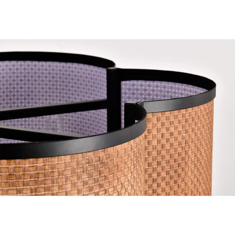 Bremen Basket Weave and Metal Frame Lighted Ceiling Fan Fandelier - Brown