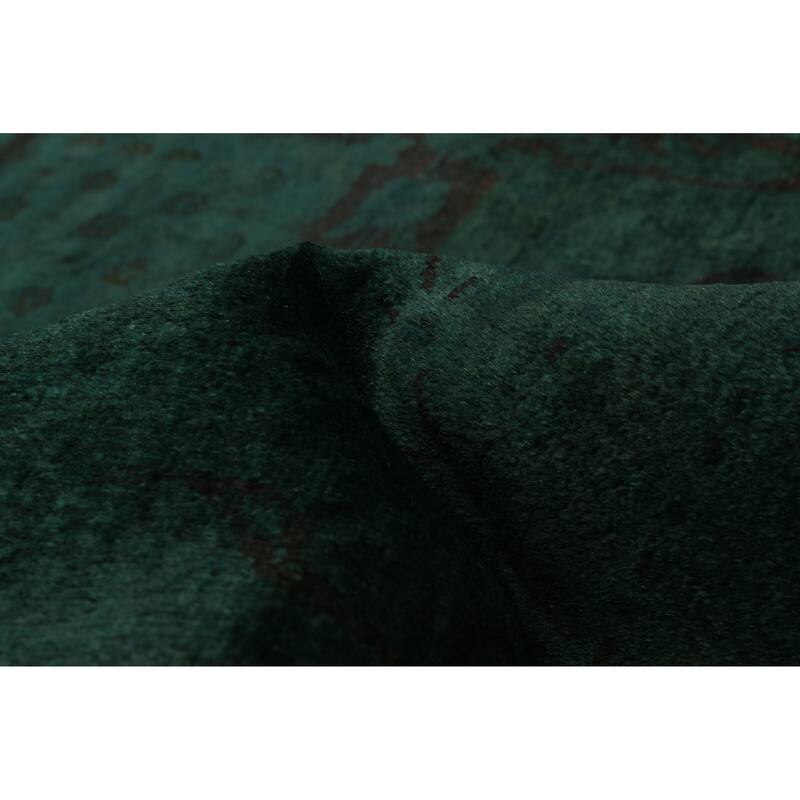 ECARPETGALLERY Hand-knotted Vibrance Dark Green Wool Rug - 9'0 x 11'10