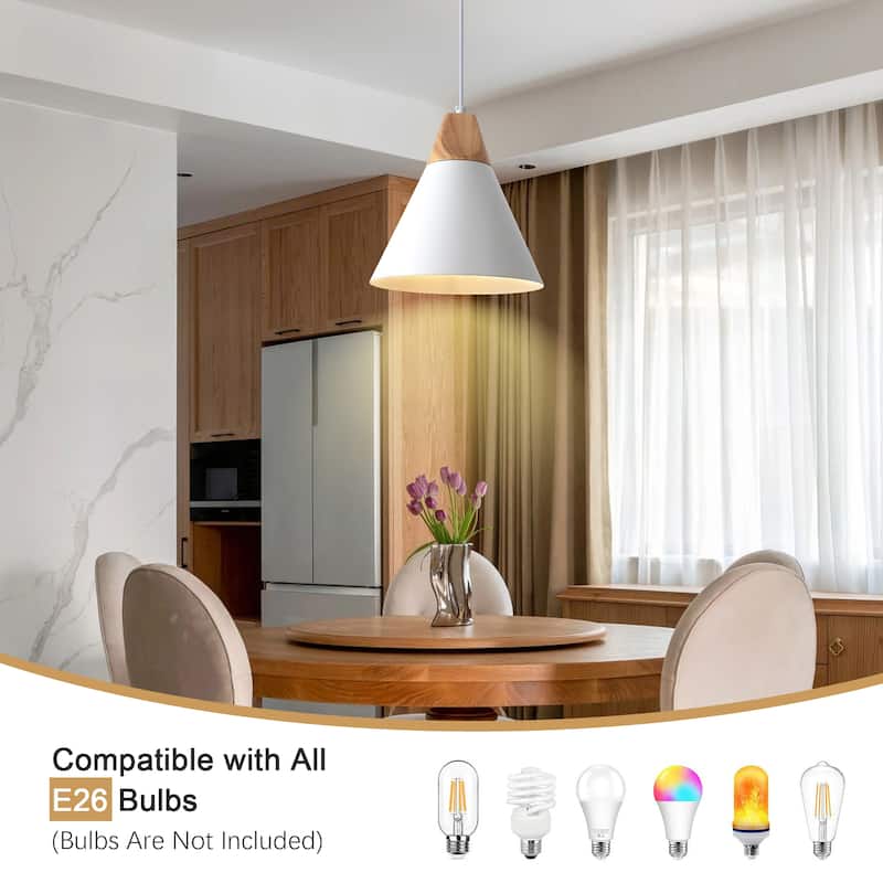 Farmhouse Pendant Light Fixture with Wood and Metal for Kitchen, Hallway,Living Room