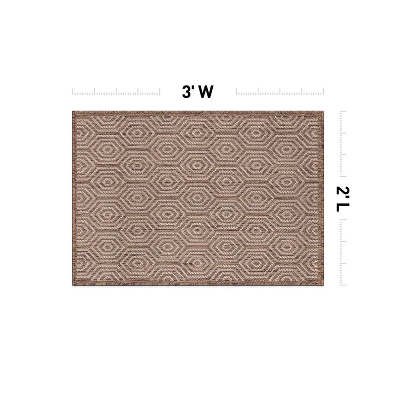 World Rug Gallery Modern Geometric Textured Flat Weave Indoor/Outdoor Area Rug