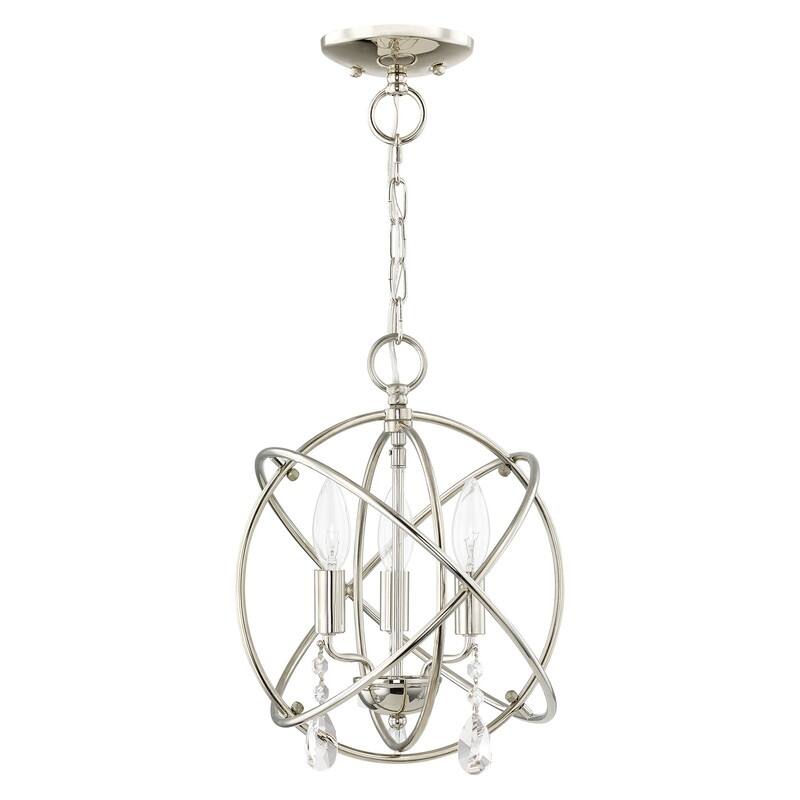 Livex Lighting 3-light Polished Nickel Pendant/Semi-Flush, 40903-35 - 12.625" DIA X 12.25" H/12.625" DIA X 14.25" H