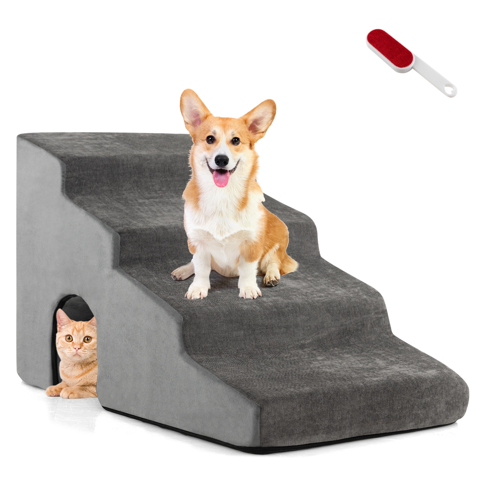 Extra wide pet stairs top