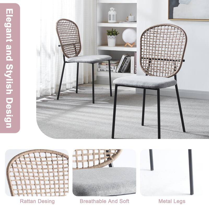 Tengbian household iron dining chairs, set of four backrests and chairs, dining tables and chairs