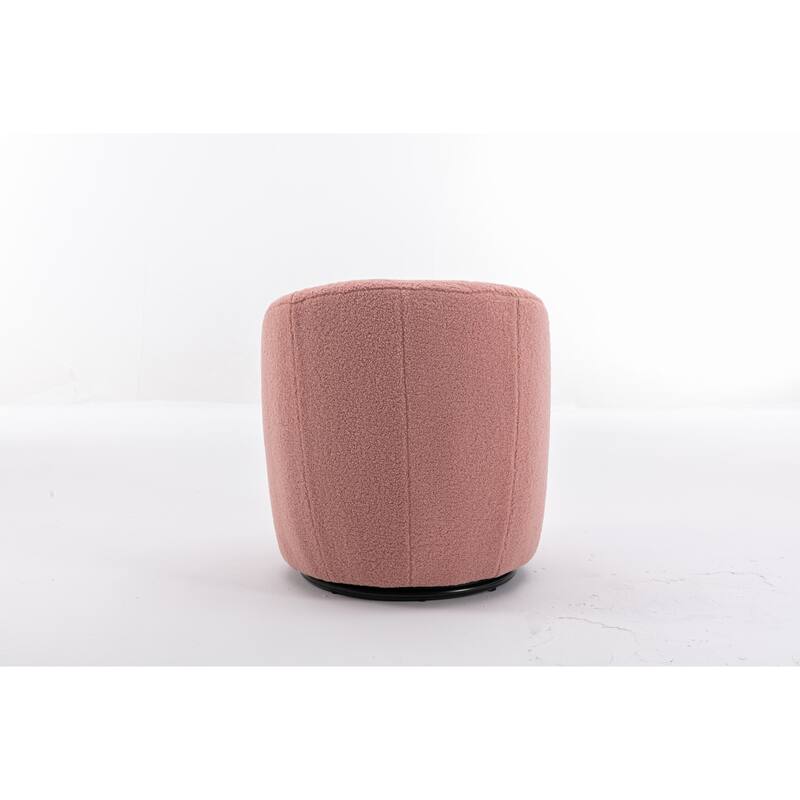 Wool Swivel Barrel Chair with 360° Rotation & Metal Base