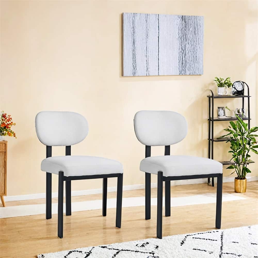 Dining Room Chairs Set of 2,Upholstered Boucle Kitchen Dining Chairs