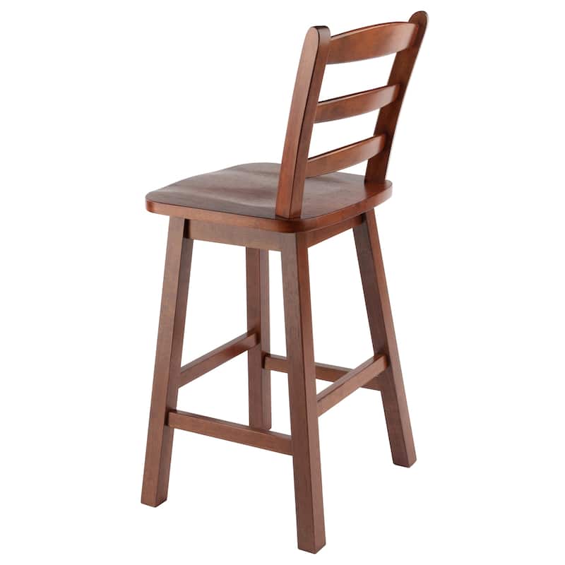 Ladder-back Swivel Seat Counter Stool, Walnut - 16.3"W x 17.7"D x 38.4"H