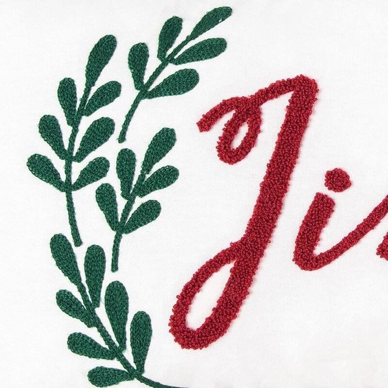 12" x 24" Jingle Sprig Chainstitch Throw Pillow