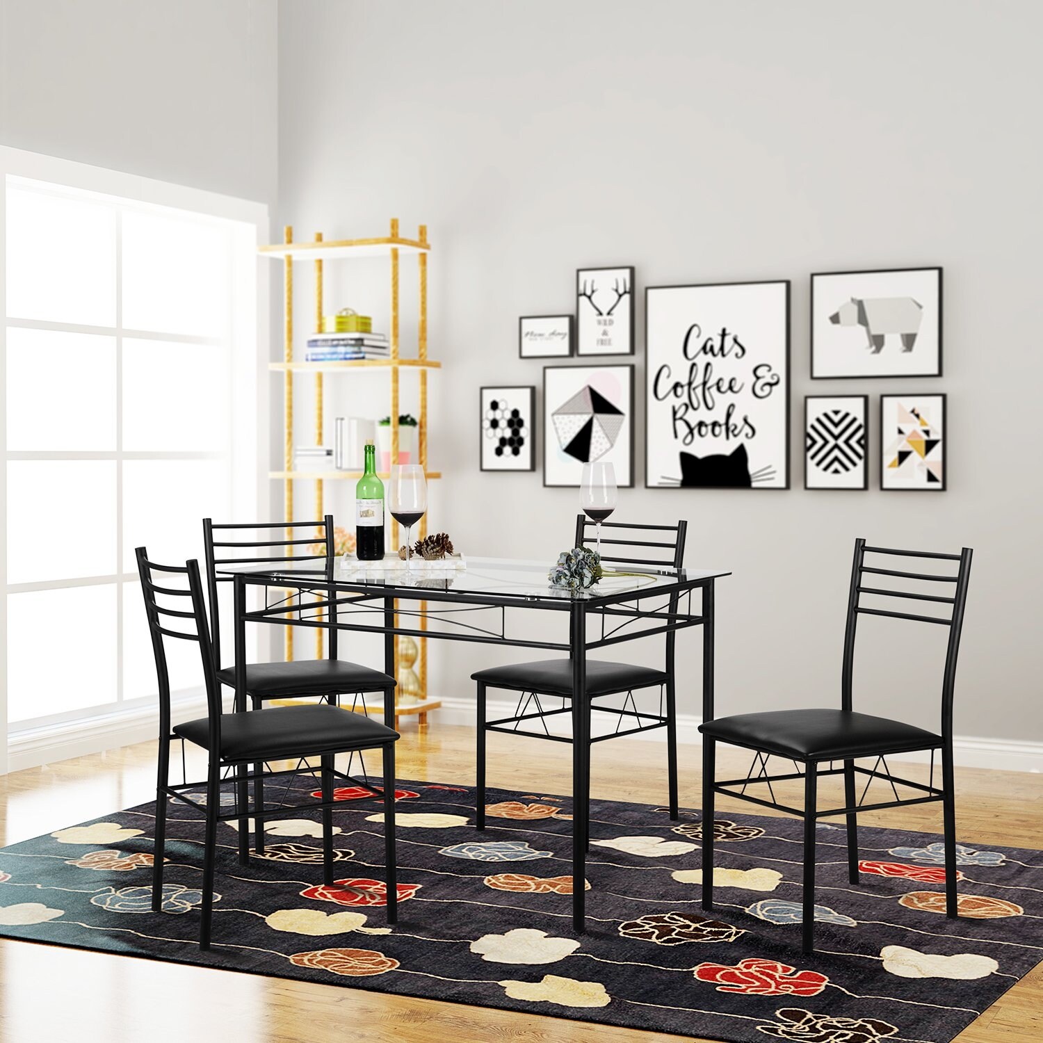 Shop Vecelo Kitchen Dining Table Sets Tempered Glass Table With 4