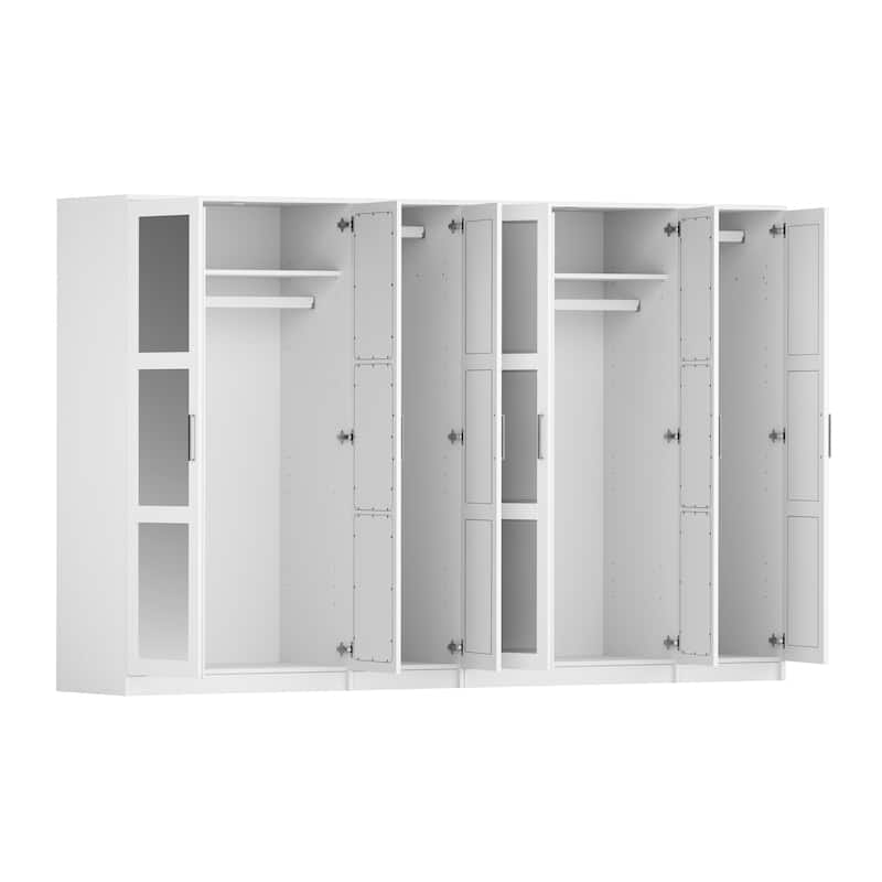 Palace Imports 100% Solid Wood Urban 6-Door Wardrobe with Solid and Mirrored Doors