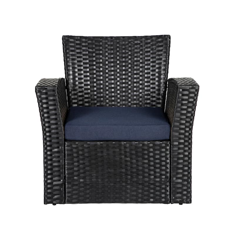 Grandview 4-piece Black Wicker Outdoor Patio Conversation Set