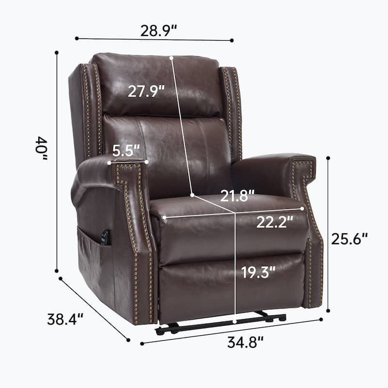 Roomfitters Manual Massage Recliner, Vintage Waxed Faux Leather Chair with Heat and 155-Degree Recline