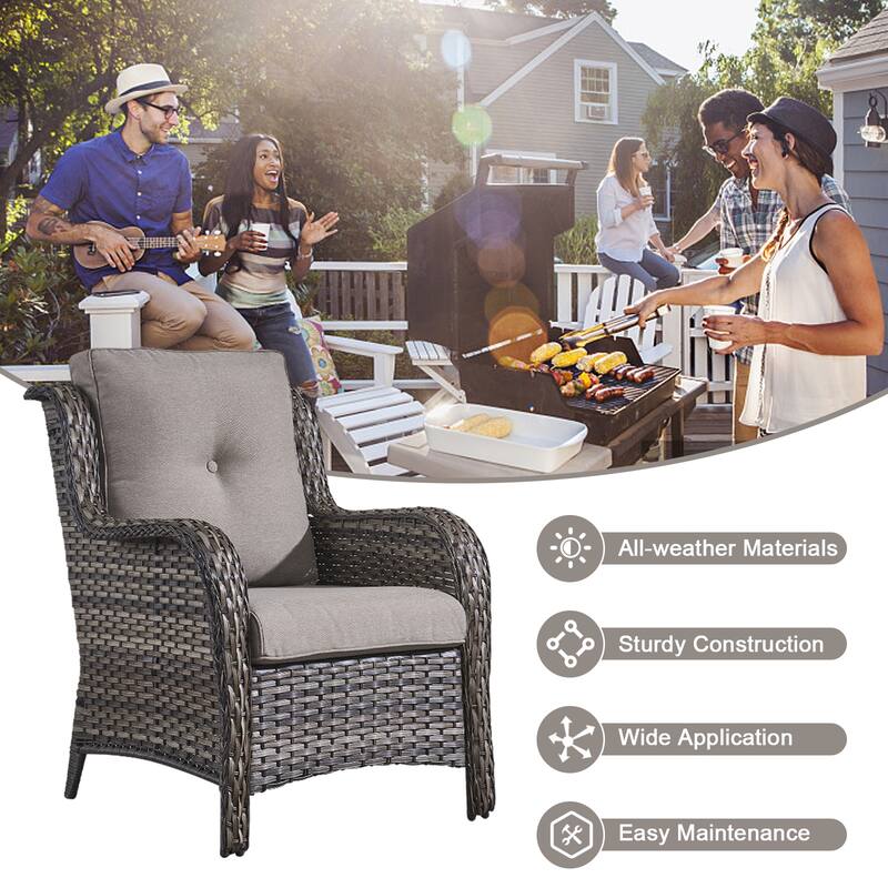 All Weather Rattan Swivel Chair with Glider Sofa Ottoman Set