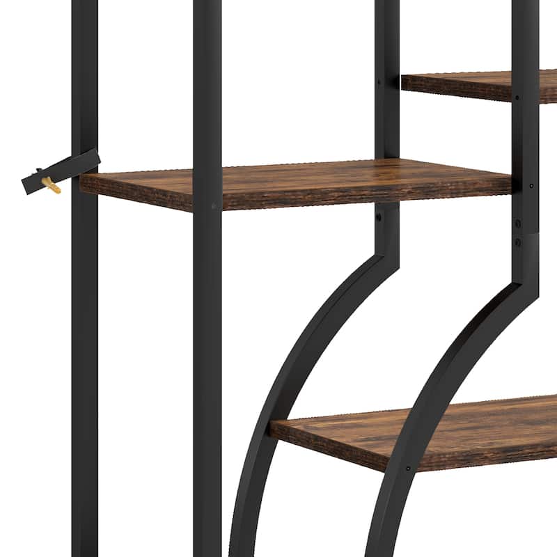 Moasis 6-Tier Bookshelf with 2 Drawers & 12 Open Shelves,Industrial Display Shelf Unit Bookcase