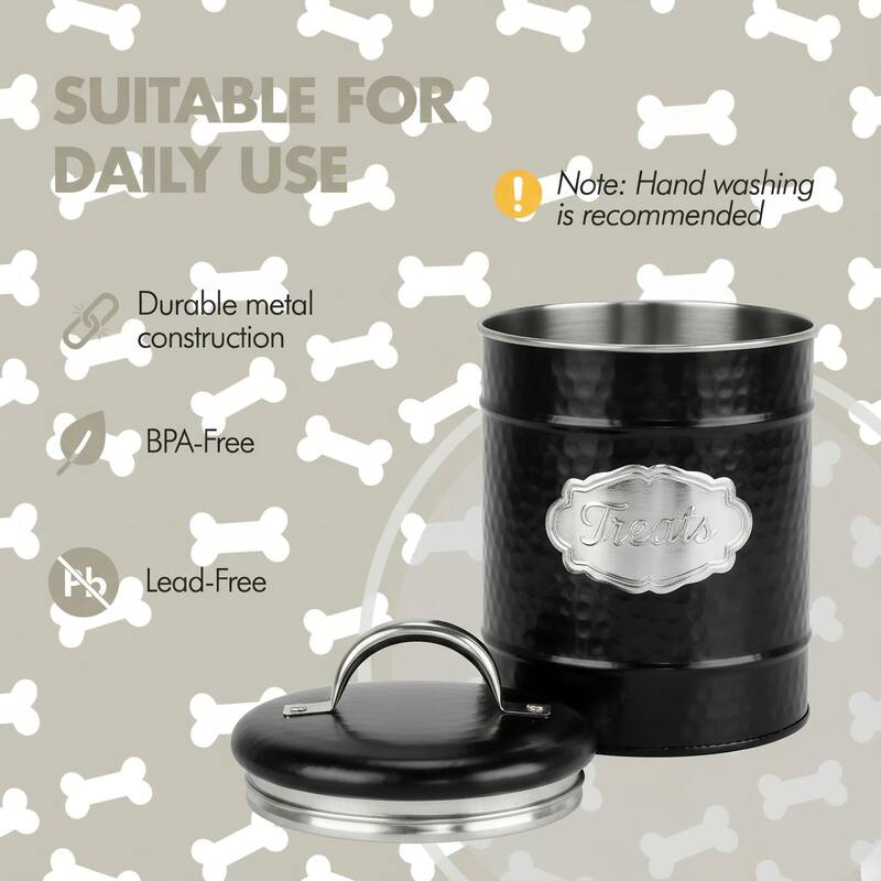 Amici Pet Cavalier Small Metal Canister Treats Jar - 40 Ounces