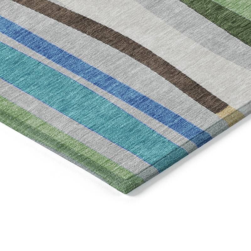 Machine Washable Indoor/Outdoor Modern Stripes Chantille Rug