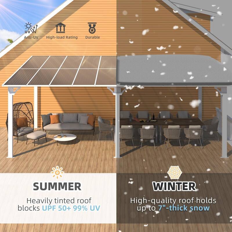 AECOJOY Wall Mounted Gazebos Pergola Gazebo Awnings for Backyard