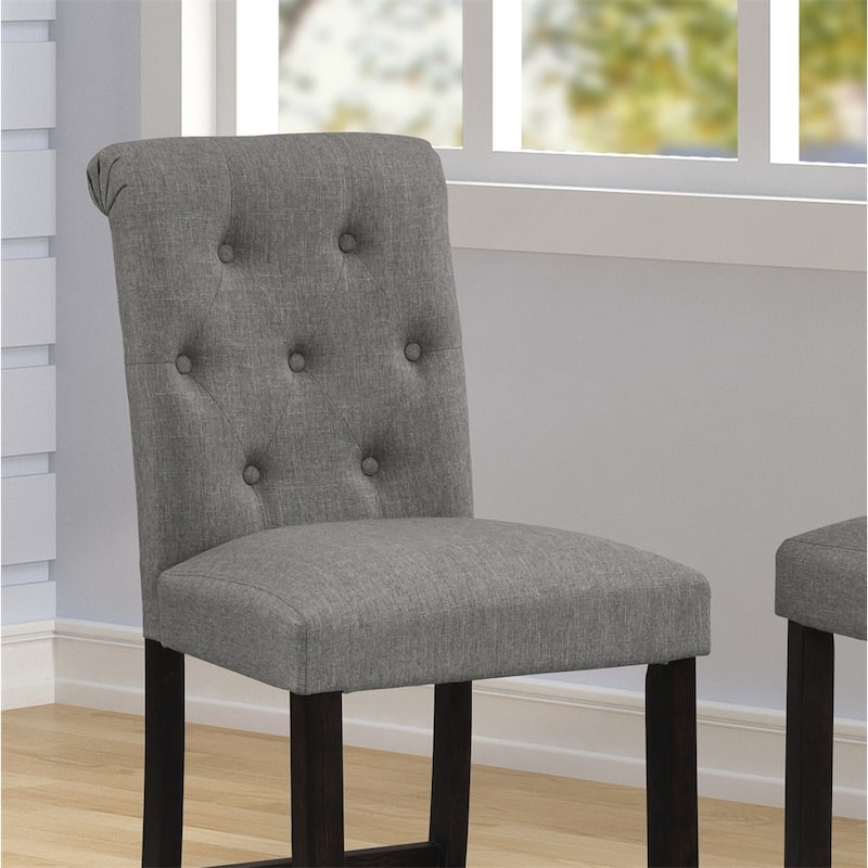 Solid Wood Tufted Barstool,Set of 2