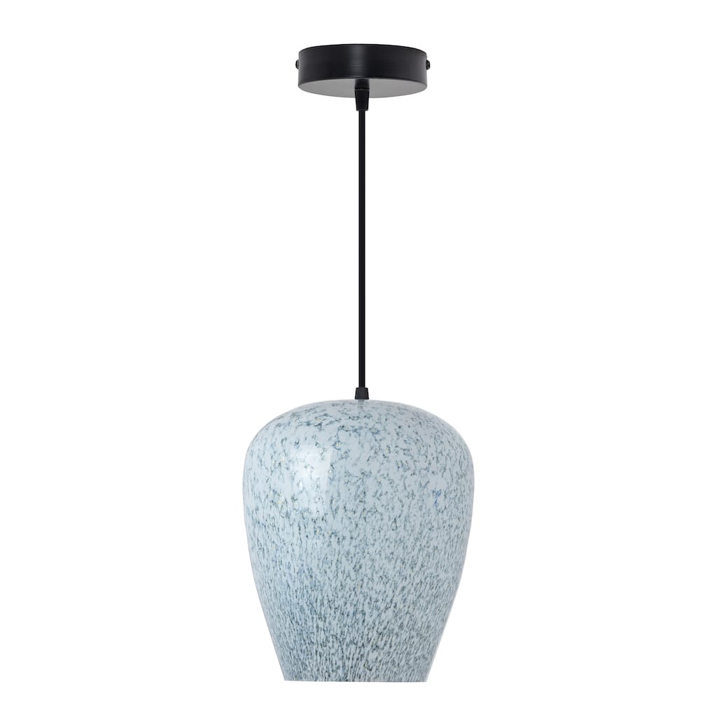 Carter River of Goods Black Metal and Glass 7.8-Inch Pendant Light with Adjustable Hanging Cord - 7.8" x 7.8" x 59.5"