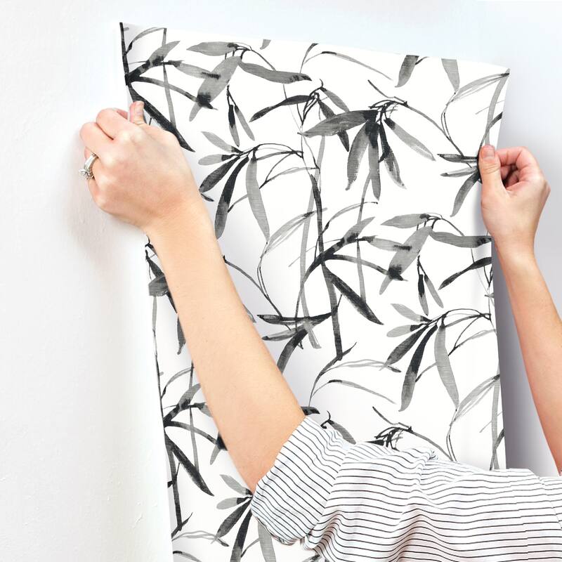 Menton Vinyl Bamboo Ink Wallpaper 27 in x 27 ft = 60.75 sq ft