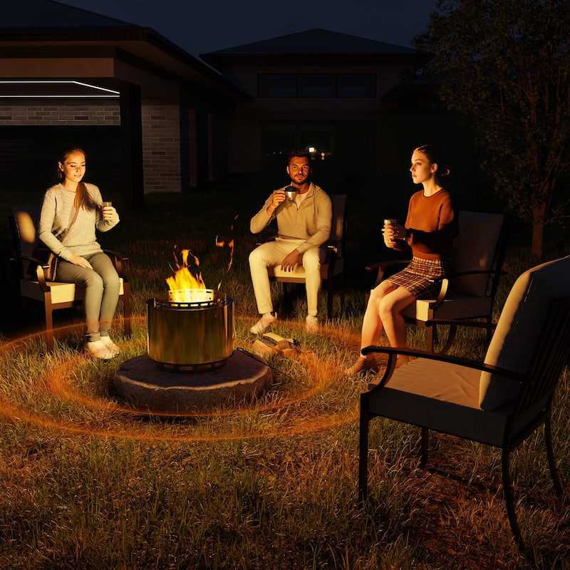 19inch Outdoor Smokeless Fire Pit, Portable Wood Burning Fire Pit for Patio, Backyard