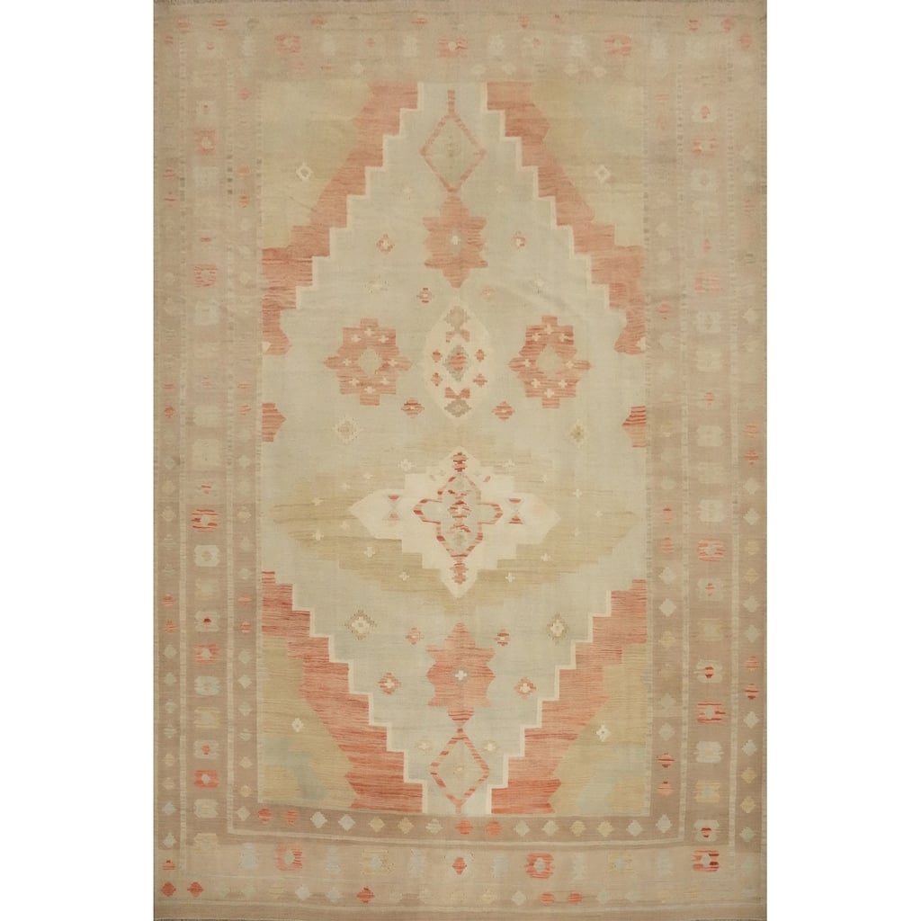 Hand Woven Oriental 100% Wool Carpet Southwestern Tribal Greys & Charcoal Kilim Area Rug - 13' 0'' X 10' 0''