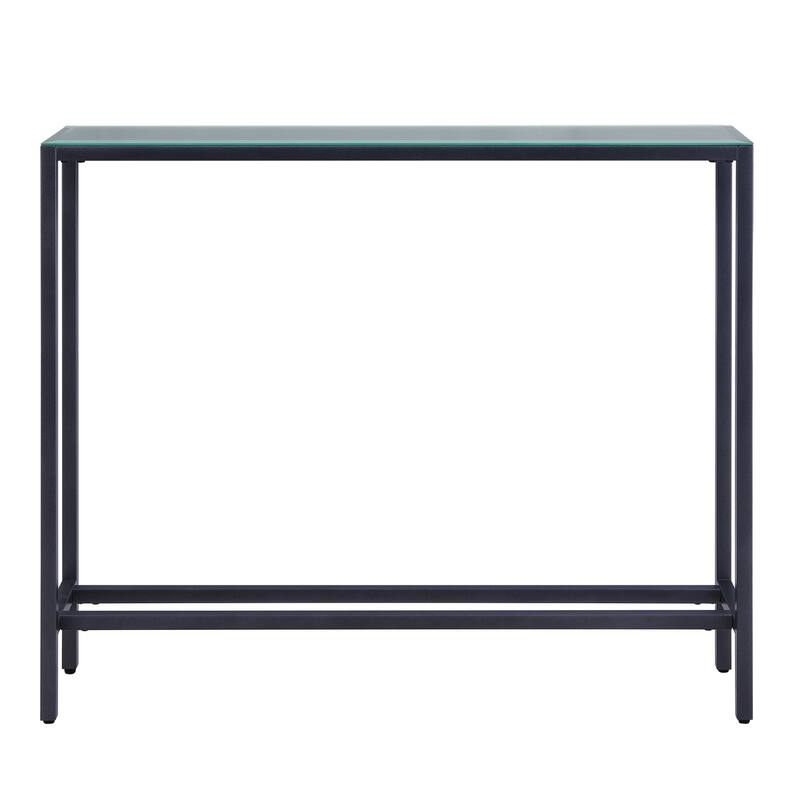 HomeRoots 36" Black and Gunmetal Mirrored Glass Console Table - 36.00 in. x 30.00 in. x 8.00 in.