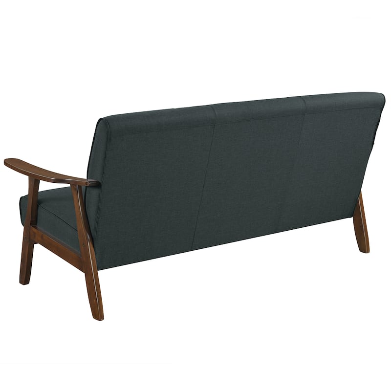 CraftPorch Wenge Wood Mid-Century Modern Linen Sofa