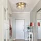2-Light Flush Mount Glass Ceiling Light with Metal Frame - N/A