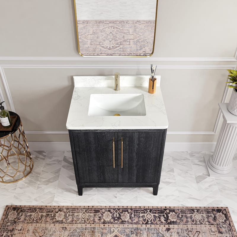 Gara Single Bath Vanity with Composite Stone Top without Mirror