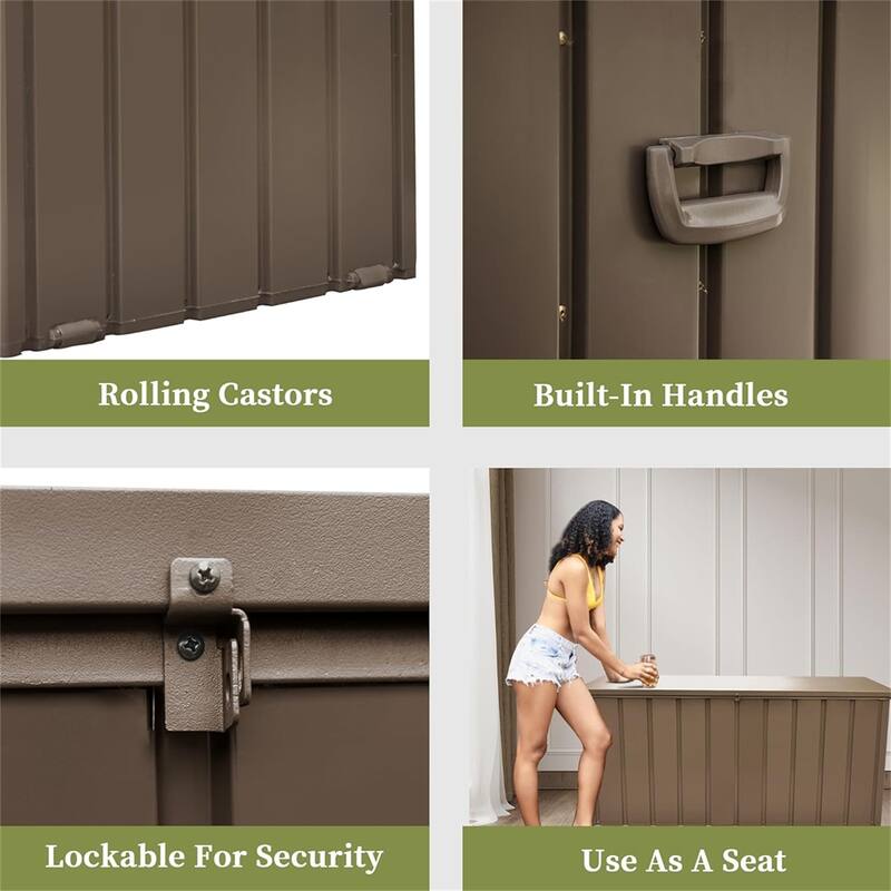 150 Gallon Outdoor Storage Deck Box Waterproof, Large Storage Bin