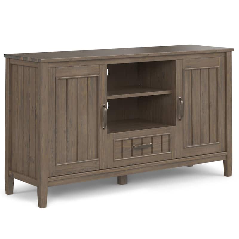 WYNDENHALL Rowan SOLID WOOD 53 inch Wide Contemporary TV Media Stand in Smoky Brown For TVs up to 60 inches