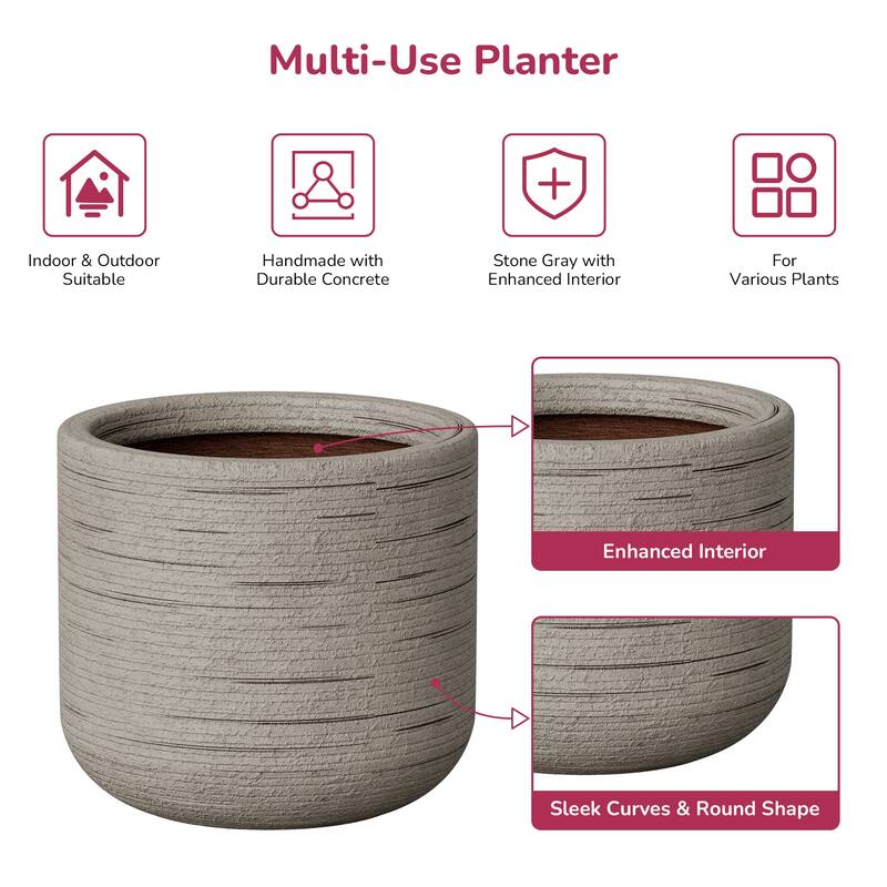Concrete Round Planter / Pot with Drainage Holes